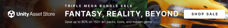 The Fantasy, Reality, Beyond: Unity Triple Mega Bundle Sale offers three incredible sets of assets and tools at up to 95% off. These three Mega Bundles will be available through March 13, 2025.